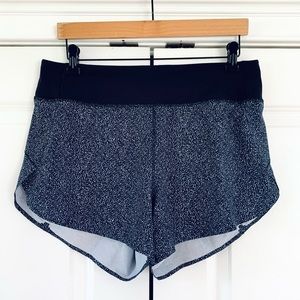 Athleta Run with It Shorts 3” Lined Running Athletic Zip Pocket Black Print Sz M